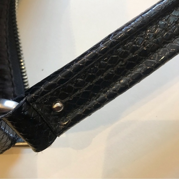 Cole Haan Black Embossed Snakeskin Shoulder Bag - Picture 7 of 16